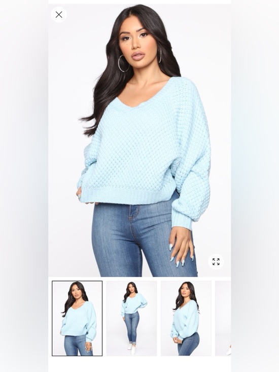 Fashion Nova Sweaters - Fashion Nova Sky Blue V-Neck Sweater